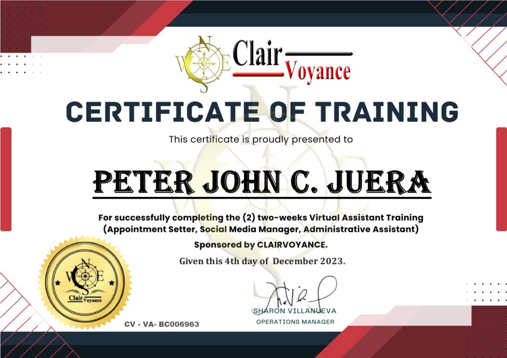 Certificate For completion